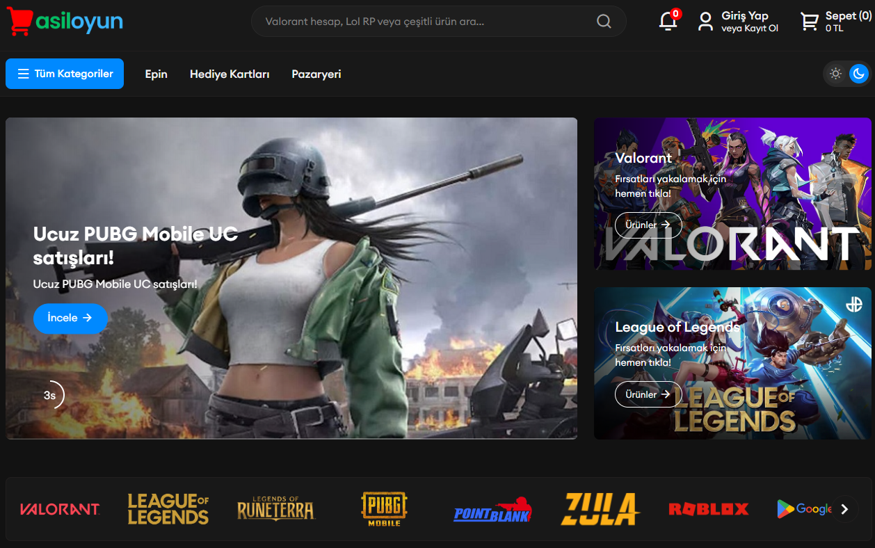 Asil Oyun - Epin Satış Sitesi